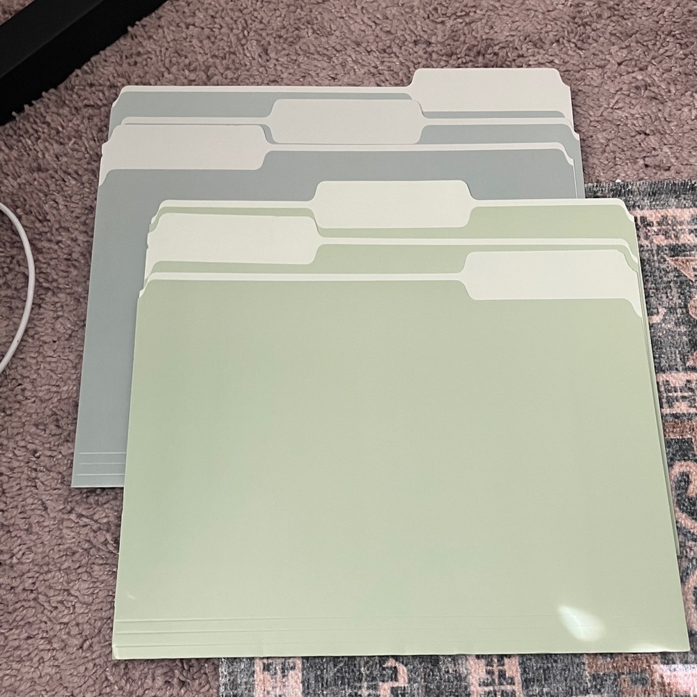 Set of two tone Green File Folders